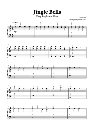 Jingle Bells - Easy Piano (arr. Valdir Maia)