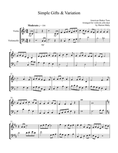 Simple Gifts & Variation (arr. Marion Maby)