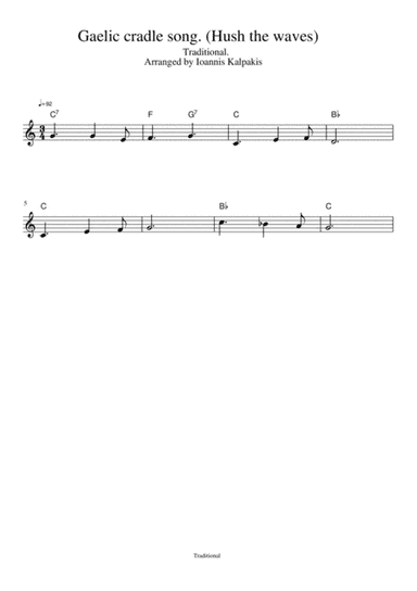 Gaelic cradle song. (Hush the waves) - Lullaby. (arr. Ioannis Kalpakis www.pianistas.gr)