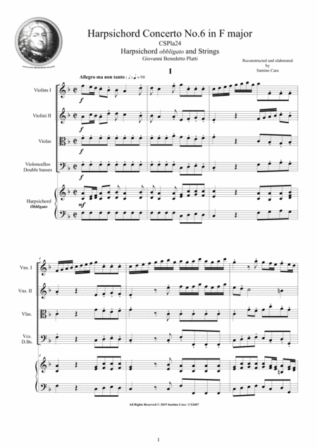 Platti - Harpsichord Concerto No.6 in F major CSPla24 for Harpsichord and Strings (arr. Santino Cara)