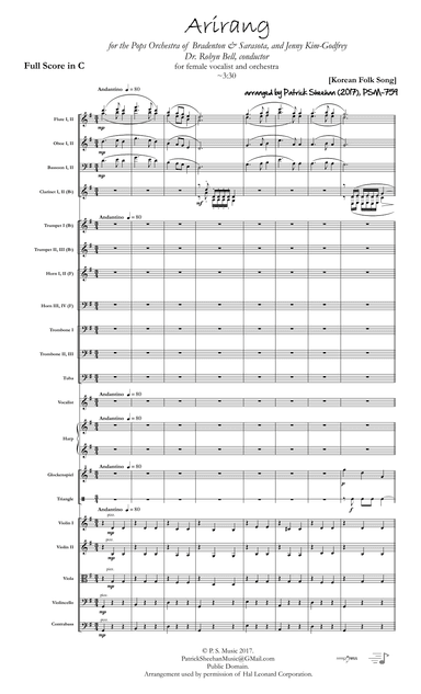 Arirang (soprano voice & orchestra) (arr. Patrick Sheehan)