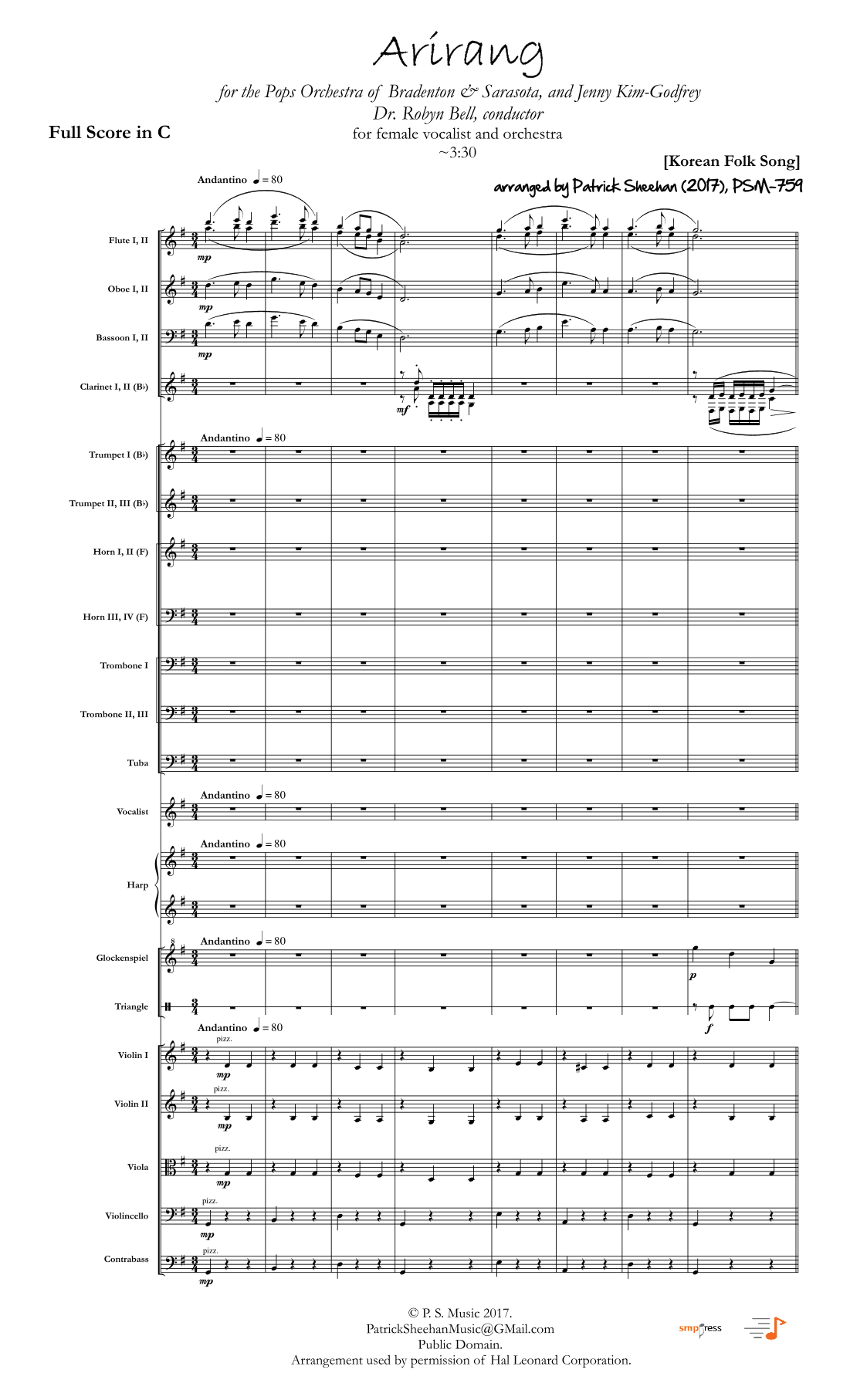 Arirang (soprano voice & orchestra) (arr. Patrick Sheehan)