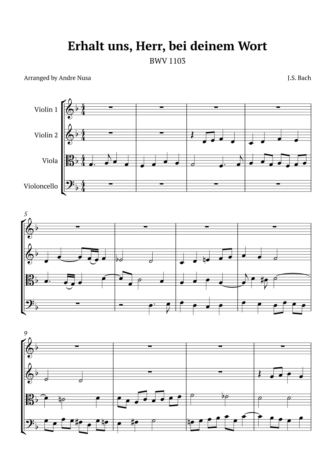 Erhalt uns, Herr, bei deinem Wort BWV 1103 (arr. André Nusa)