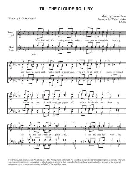 TILL THE CLOUDS ROLL BY (arr. Walter Latzko)