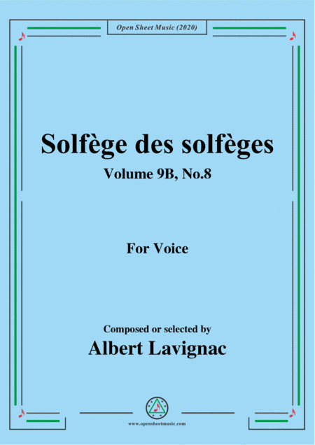 Lavignac-Solfège des solfèges,Volume 9B,No.8,for Voice (arr. MSM)