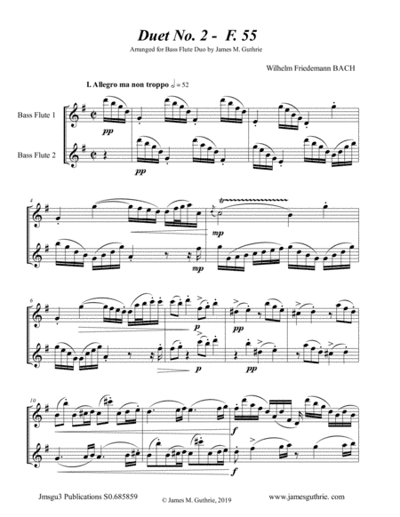 WF Bach: Duet No. 2 for Bass Flute Duo (arr. James M. Guthrie, ASCAP)