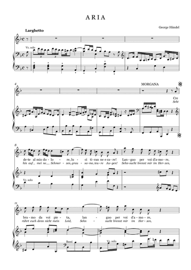 Handel-Aria:Cre dete al mio dolore - Full Score(d minor) (arr. Schuwenn Z.)