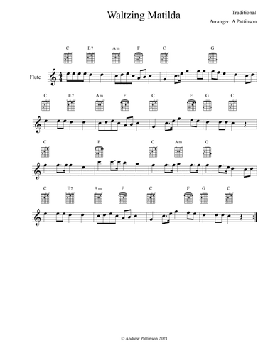 Waltzing Matilda for Easy Flute (arr. Andrew Pattinson)