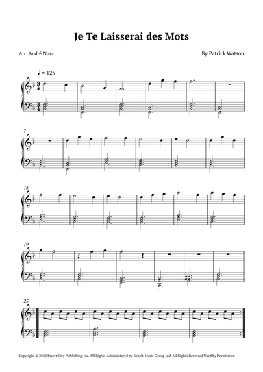 Je Te Laisserai Des Mots (arr. André Nusa)