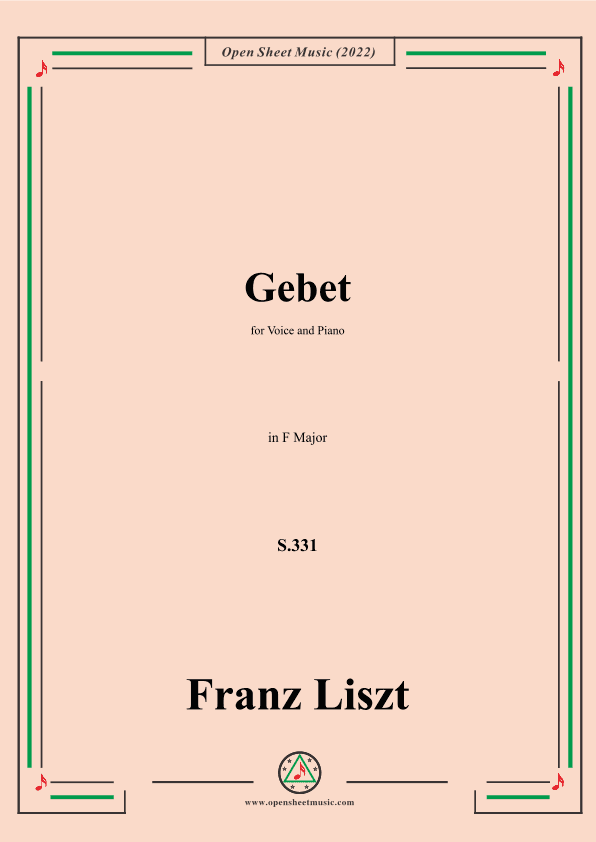 Liszt-Gebet,S.331,in F Major,for Voice and Piano (arr. OSM Press)