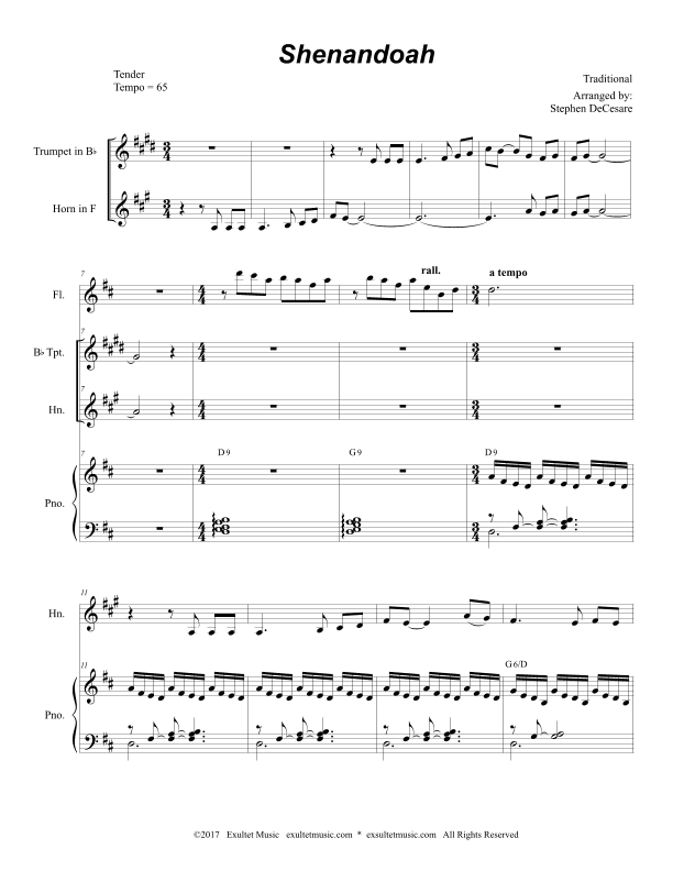 Shenandoah (Duet for Bb-Trumpet and French Horn) (arr. Stephen DeCesare)