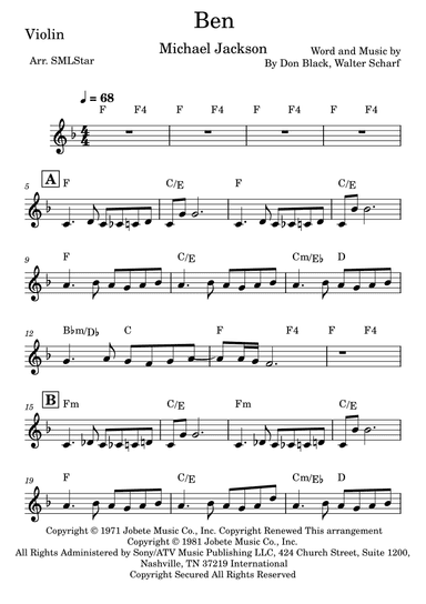 Ben (arr. SMLStar)
