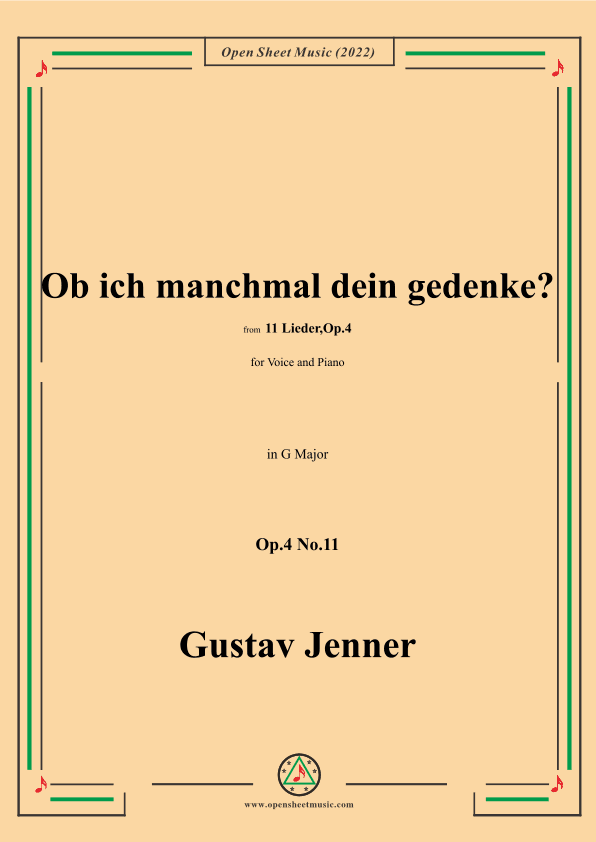 Jenner-Ob ich manchmal dein gedenke?,in G Major,Op.4 No.11 (arr. OSM Press)