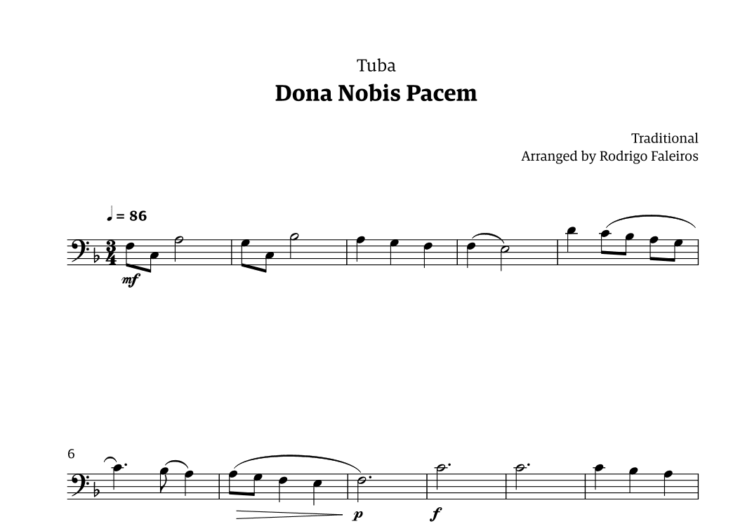 Dona Nobis Pacem - for tuba (arr. Rodrigo Faleiros)