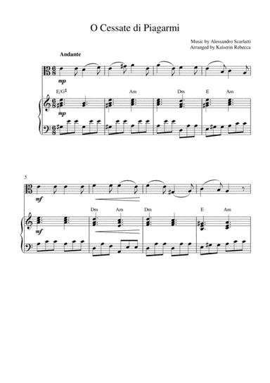 O Cessate di Piagarmi (arr. Kaiserin Rebecca)