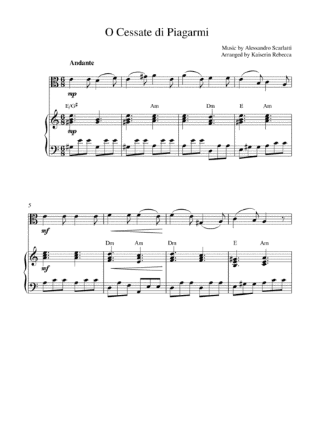 O Cessate di Piagarmi (arr. Kaiserin Rebecca)