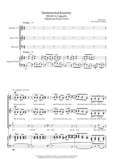 Sentimental Journey (arr. Published by Virginia Firnberg)