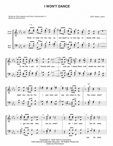 I Won't Dance (arr. Walter Latzko)