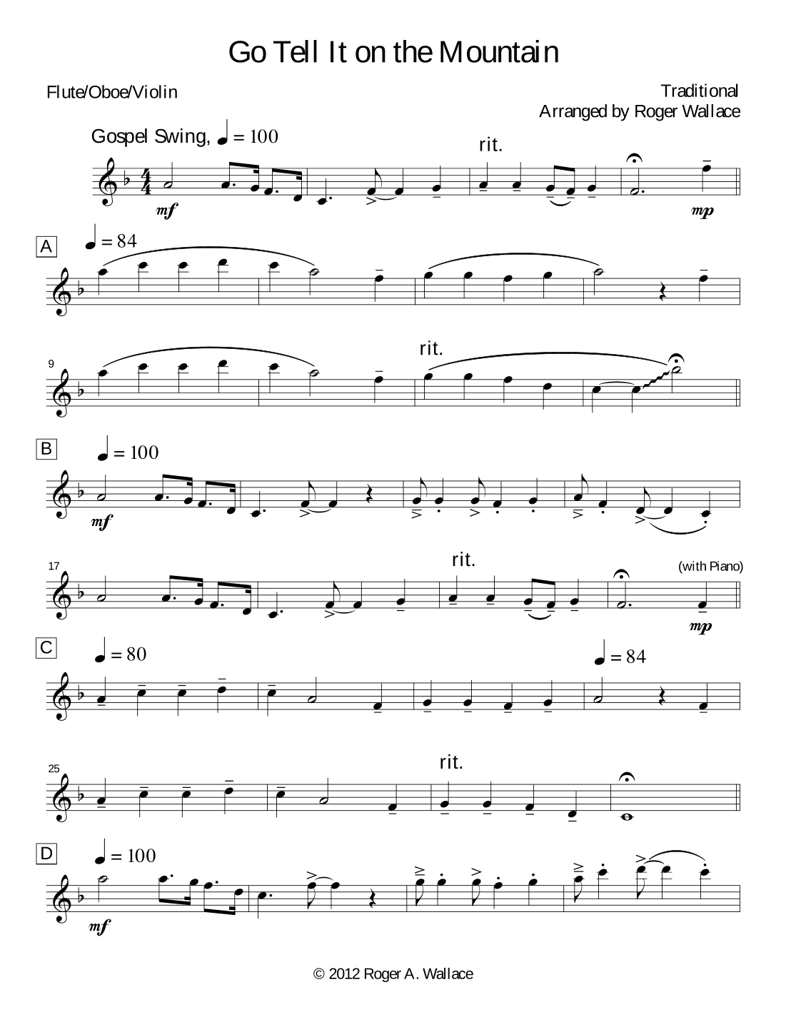 Go Tell It on the Mountain (arr. Roger Wallace)