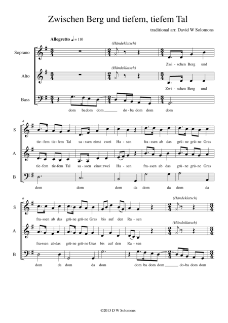 Zwischen Berg und tiefem tiefem Tal (arr. David Warin Solomons)