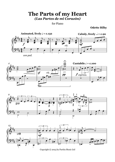 The Parts of my Heart / Las Partes de mi Corazón (Piano Solo Grade 7)