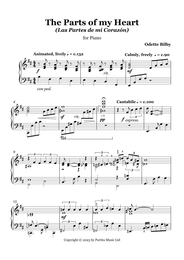 The Parts of my Heart / Las Partes de mi Corazón (Piano Solo Grade 7)