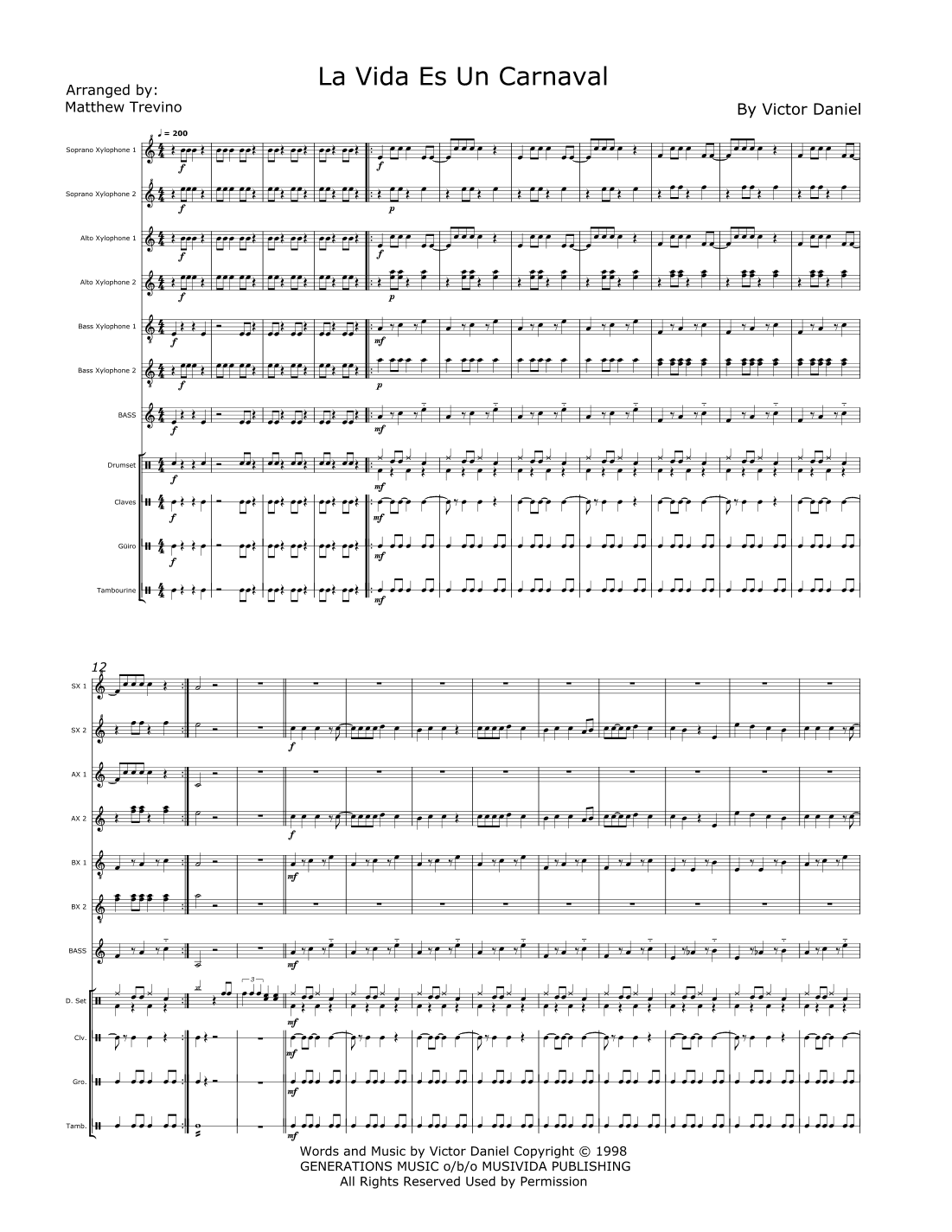 La Vida Es Un Carnaval (arr. Matthew Trevino)