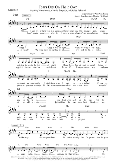 Tears Dry On Their Own (arr. Joeri de Graaf)