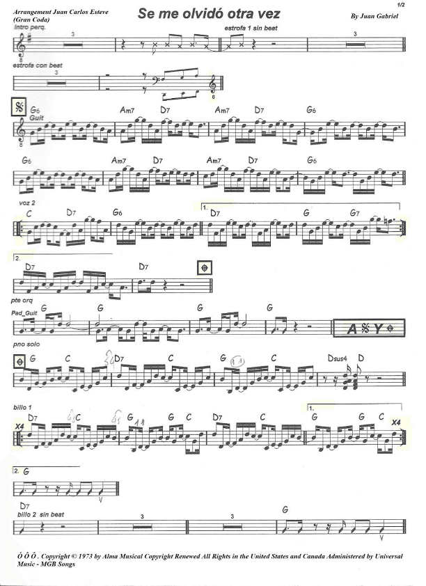 Se Me Olvido Otra Vez (arr. juan carlos esteve / Gran Coda)