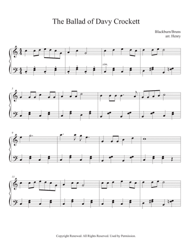 The Ballad Of Davy Crockett (arr. Rebekah Henry)