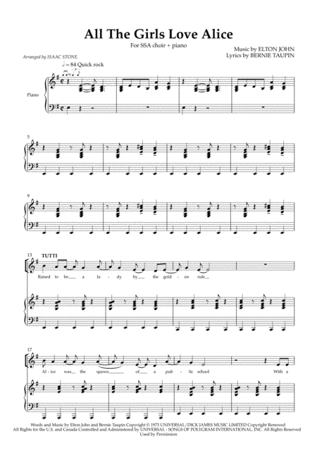 All The Girls Love Alice (arr. Isaac Stone)