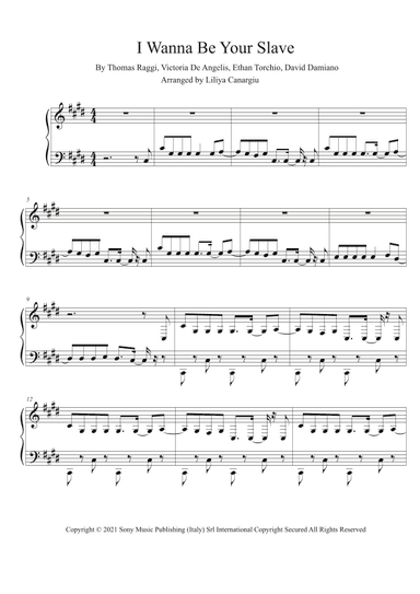 I Wanna Be Your Slave (arr. Liliya Canargiu)