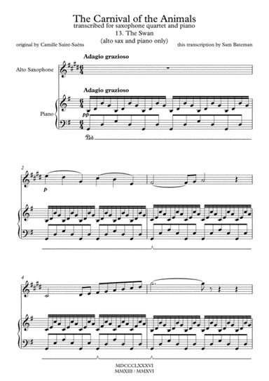 The Carnival of the Animals - 13. The Swan (arr. Sam Bateman)
