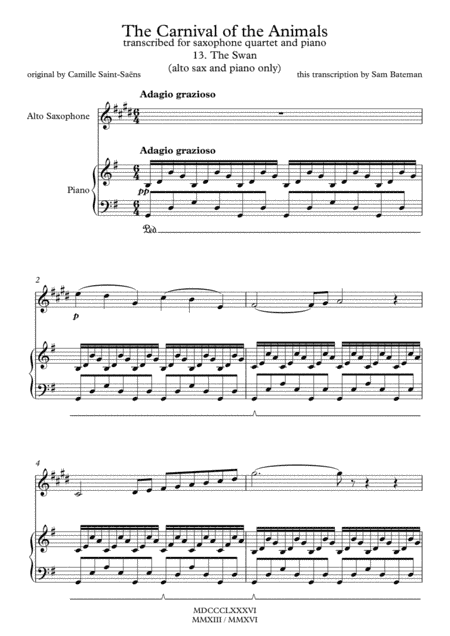 The Carnival of the Animals - 13. The Swan (arr. Sam Bateman)