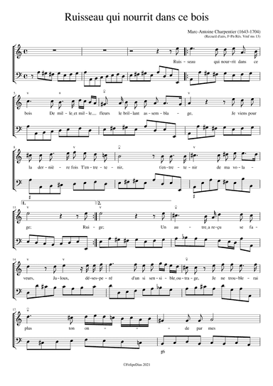 Ruisseau qui nourrit dans ce bois (arr. Early Music Scores)