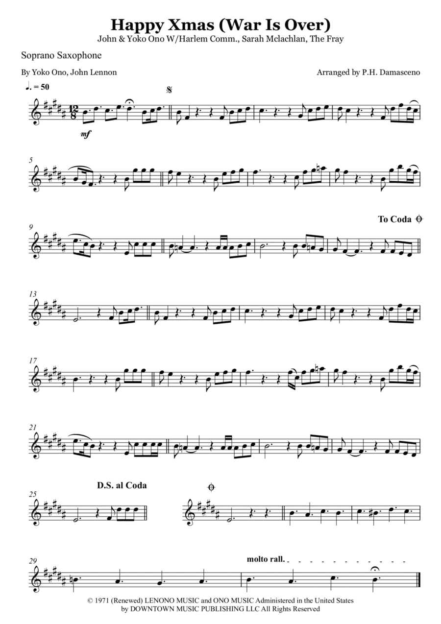 Happy Xmas (war Is Over) (arr. P.H. Damasceno)