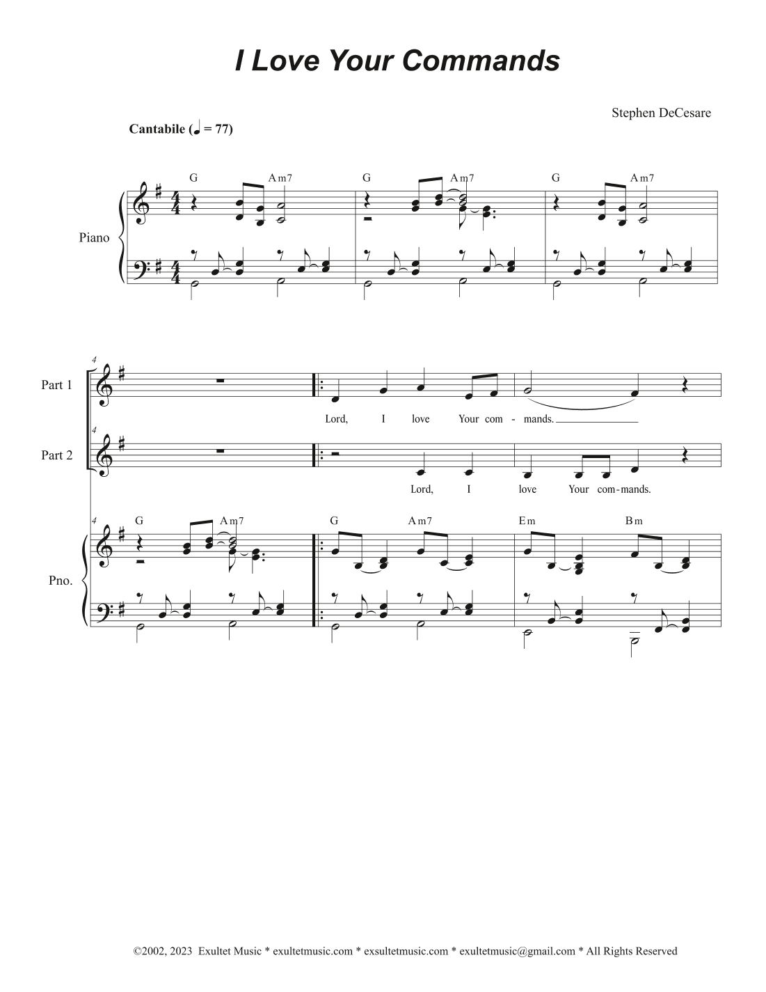 I Love Your Commands (2-part choir)