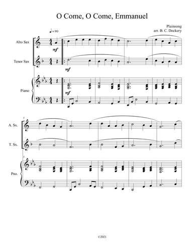 O Come, O Come, Emmanuel (Alto and Tenor Sax Duet with Piano Accompaniment) (arr. B. C. Dockery)