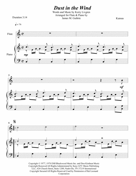 Dust In The Wind (arr. James M. Guthrie, ASCAP)