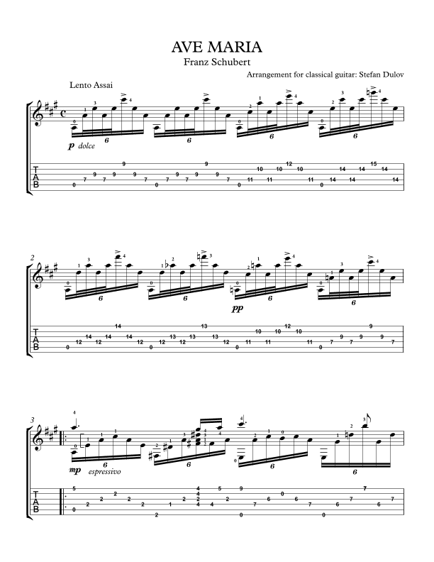 Ave Maria Op. 52, No. 6, D. 839 (Arr. for Guitar) (arr. Stefan Dulov)