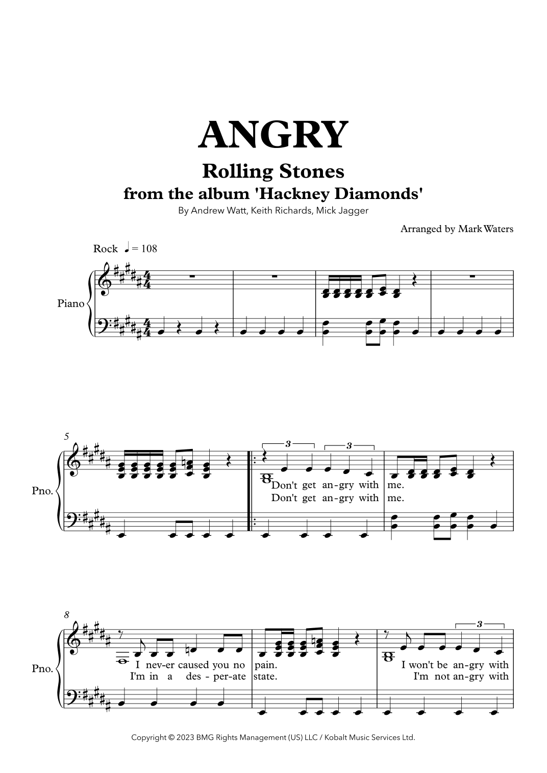 Angry (arr. Mark Waters)