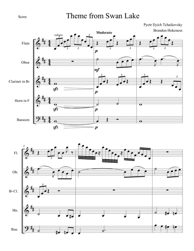 Theme from Swan Lake - Woodwind Quintet (arr. Brandon Hokeness)