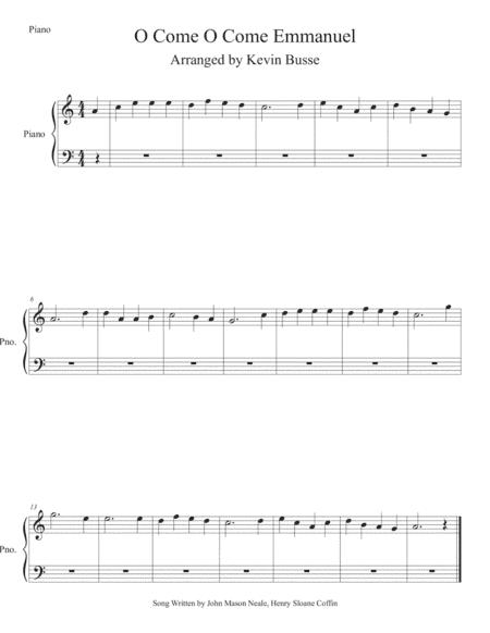 O Come O Come Emmanuel (Easy key of C) Piano (arr. Kevin Busse)
