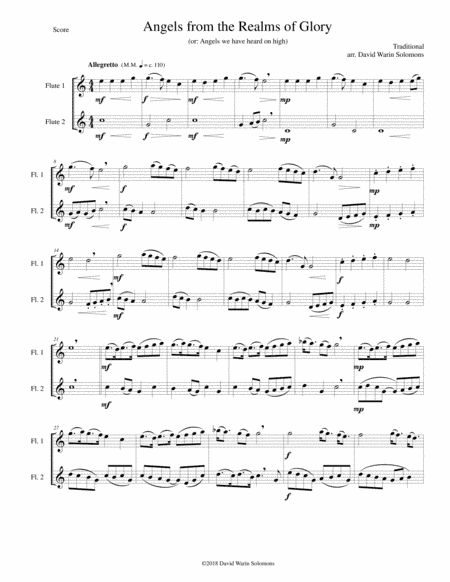 Variations on Angels from the realms of glory (or Angels we have heard on high) for flute duo (arr. David Warin Solomons)