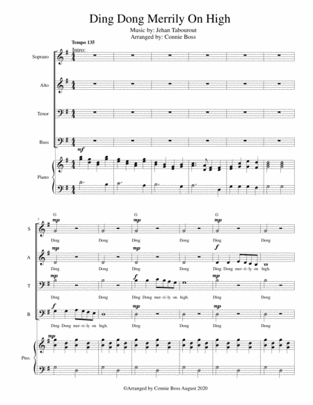 Ding Dong Merrily on High - SATB and Piano (arr. Connie Boss)