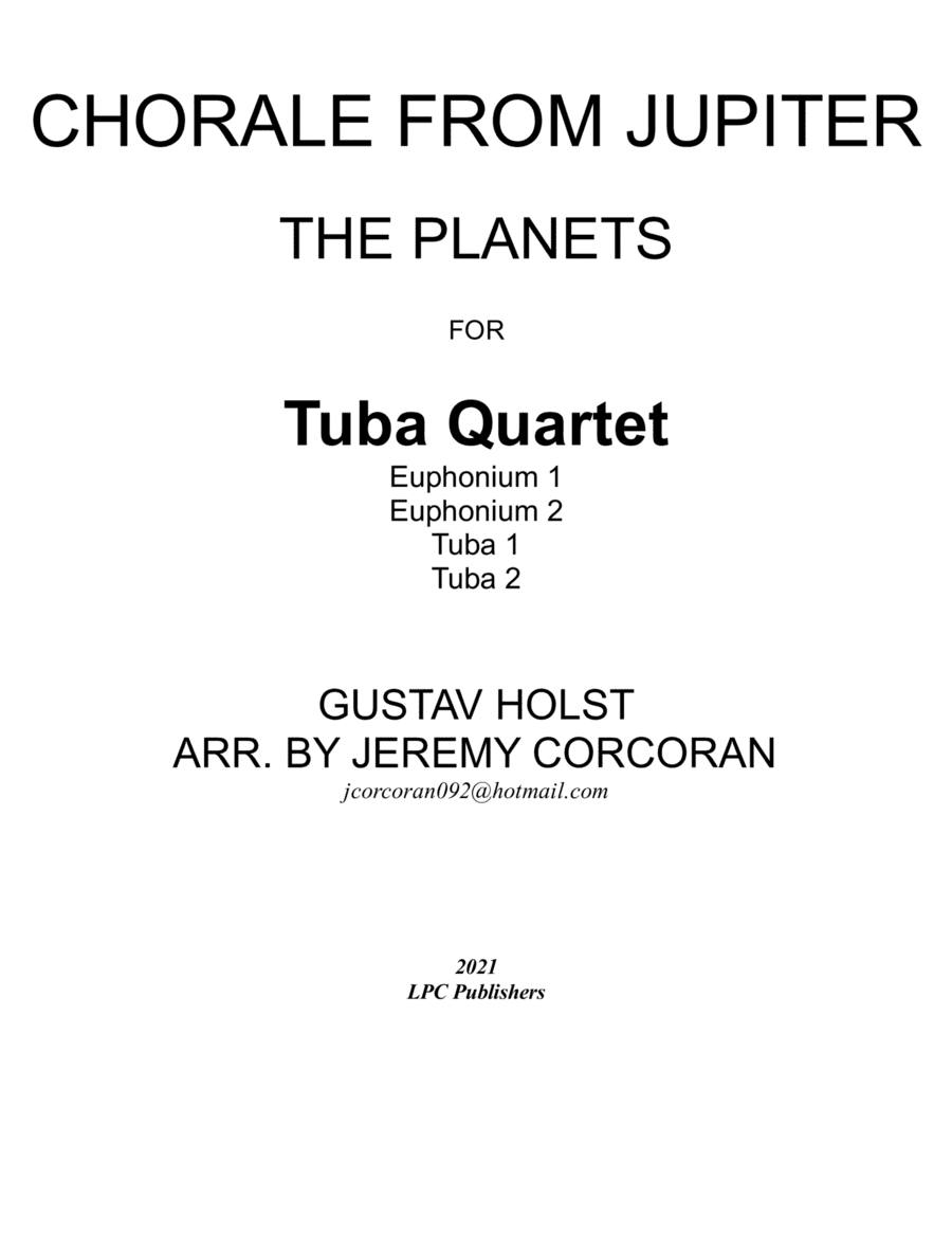 Chorale from Jupiter for Tuba Quartet (arr. Jeremy Corcoran)
