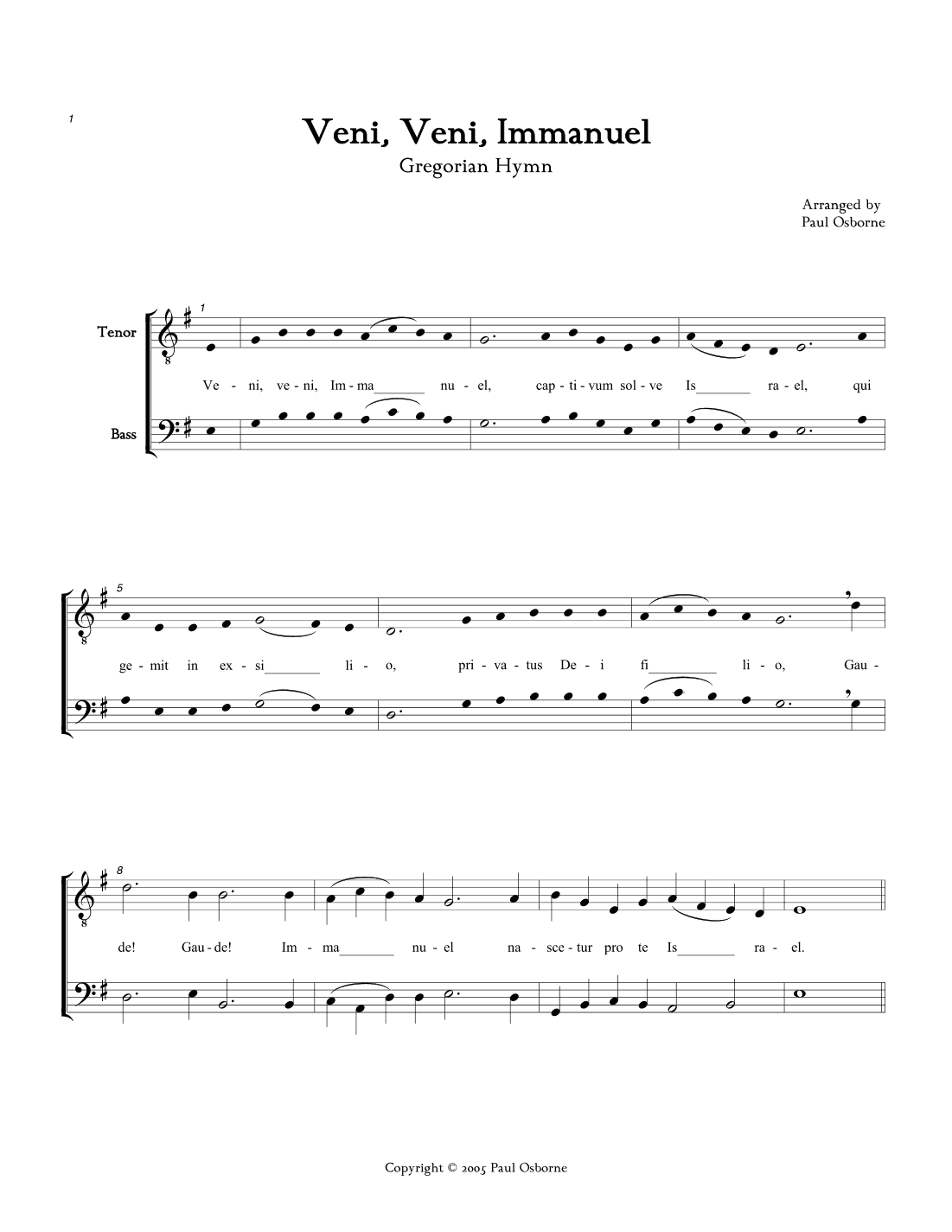 Veni, Veni, Immanuel (arr. Paul M. Osborne)