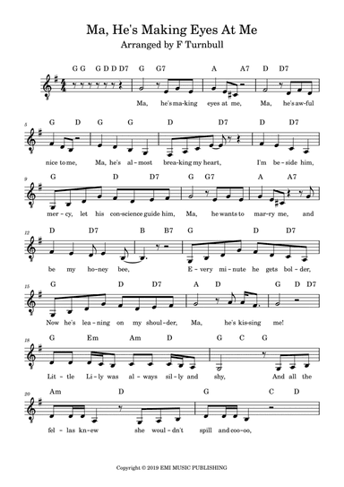 Ma, He's Making Eyes At Me (arr. F Turnbull)