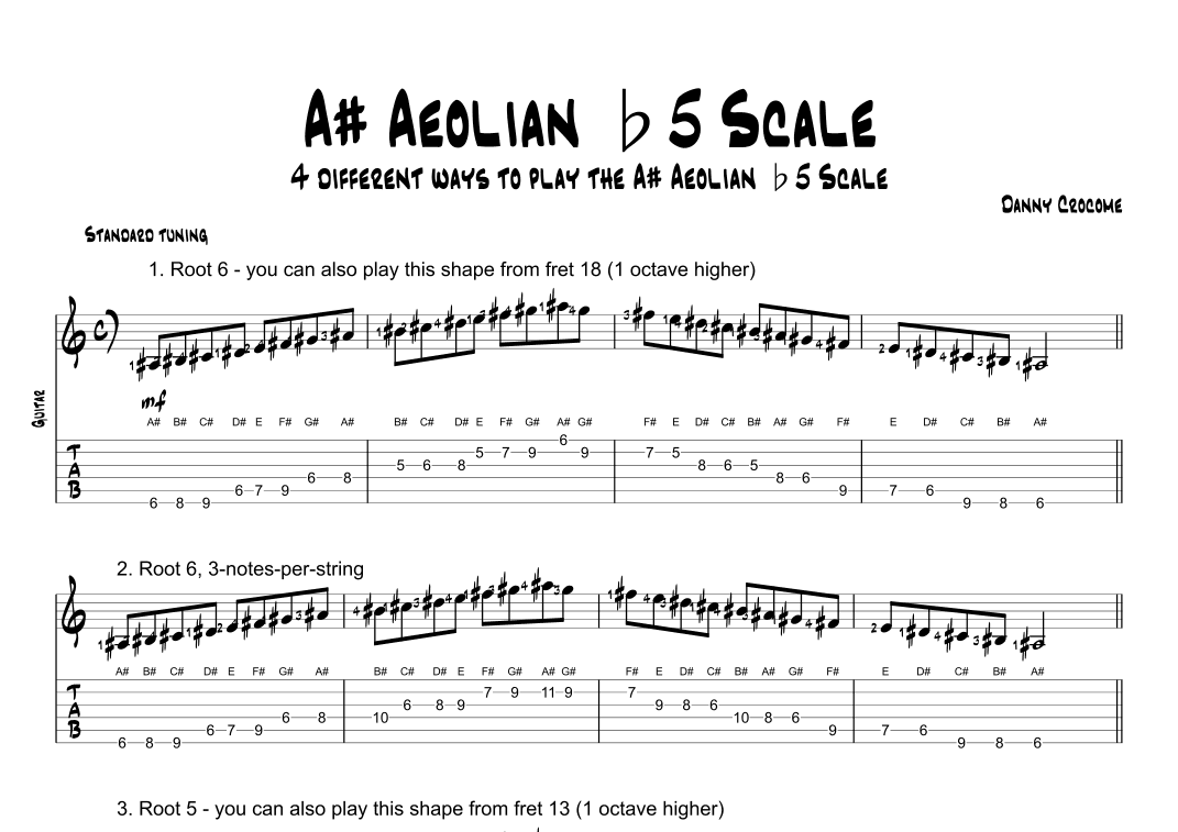 A# Aeolian b5 Scale (4 Ways to Play)