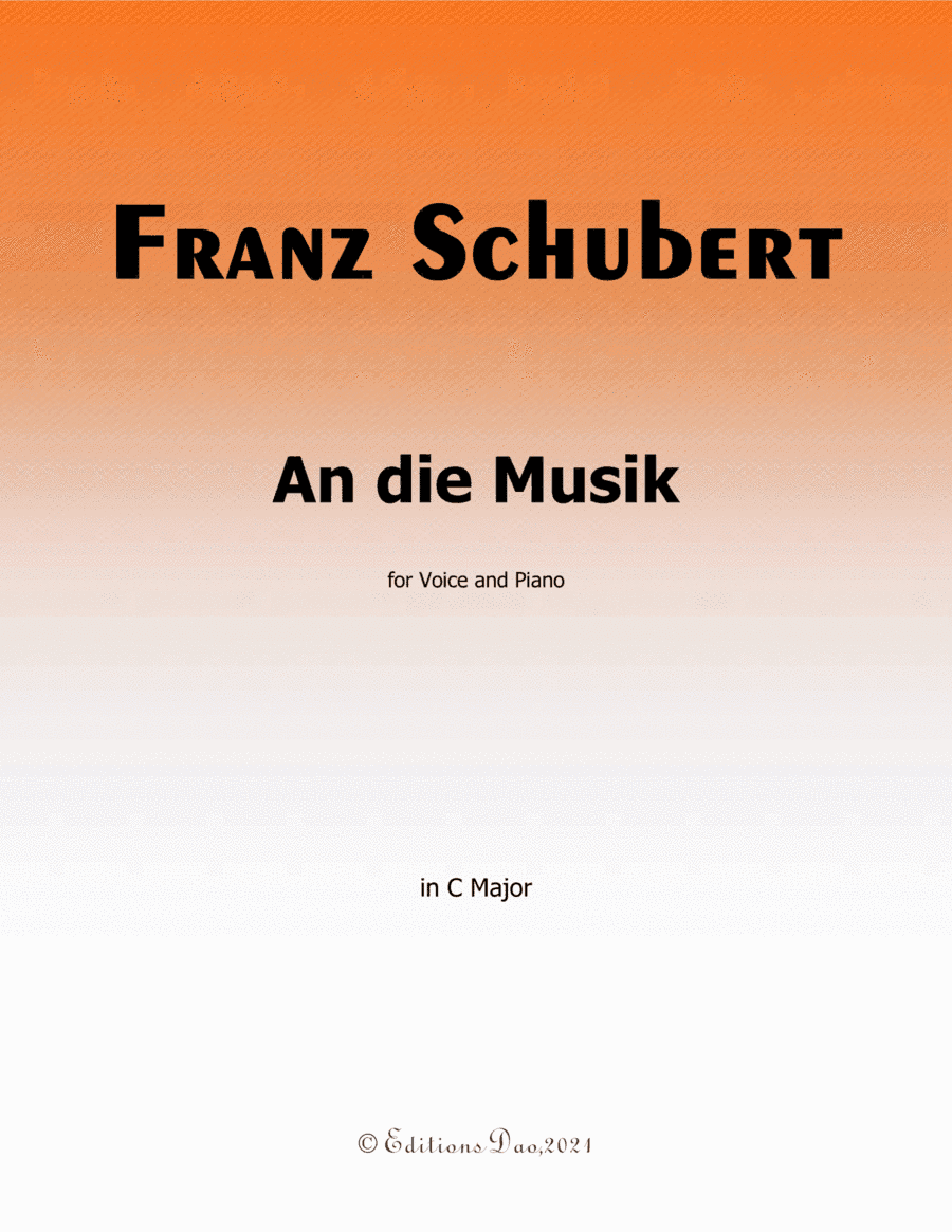 An die Musik, by Schubert, in C Major (arr. Editions Dao)